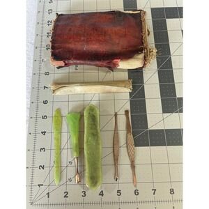 Antique Celluloid Manicure Set Travel Case Green Jadeite Style Tools 6pc Kit